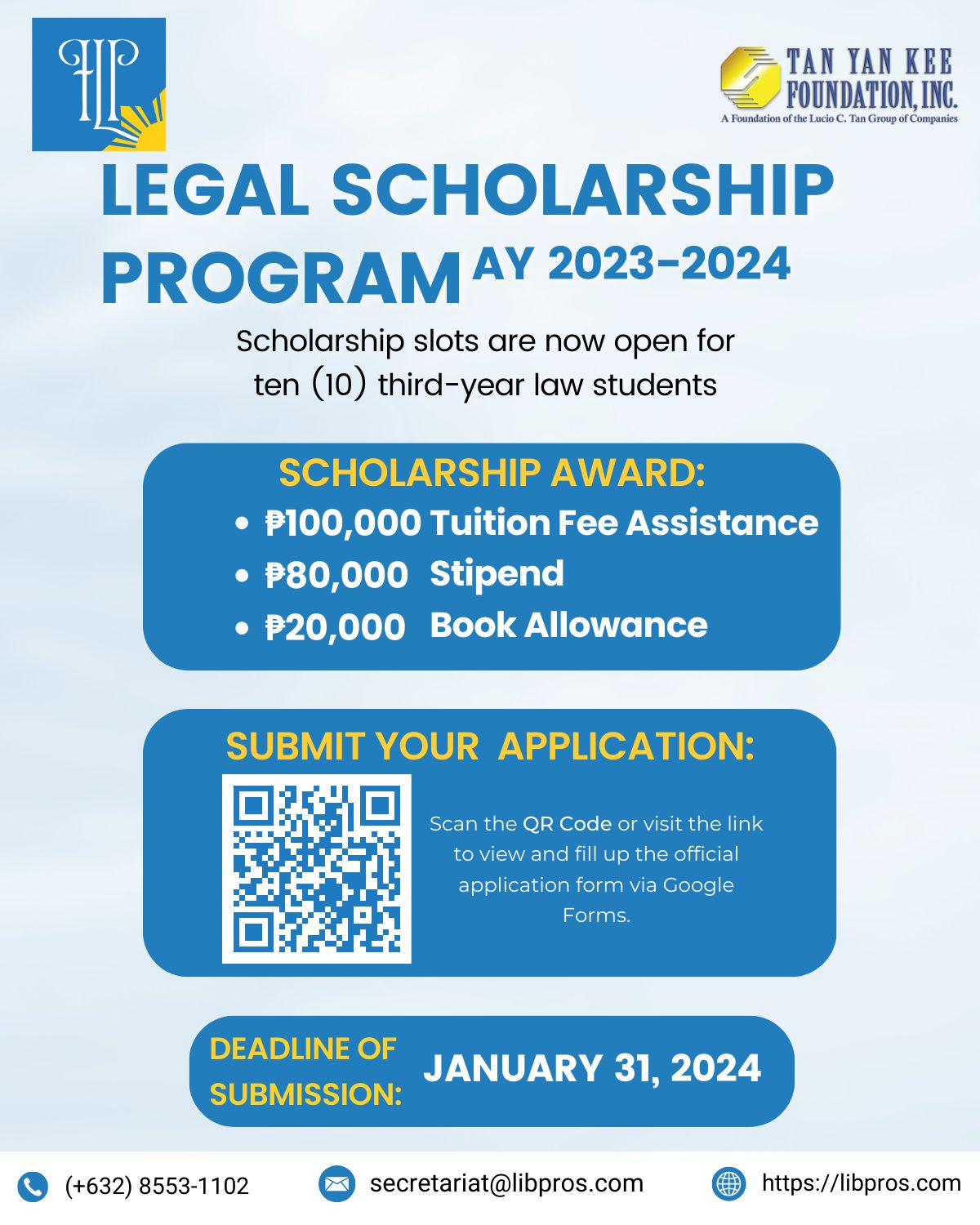 SCHOLARSHIP OPPORTUNITY FOR THIRD-YEAR LAW STUDENTS