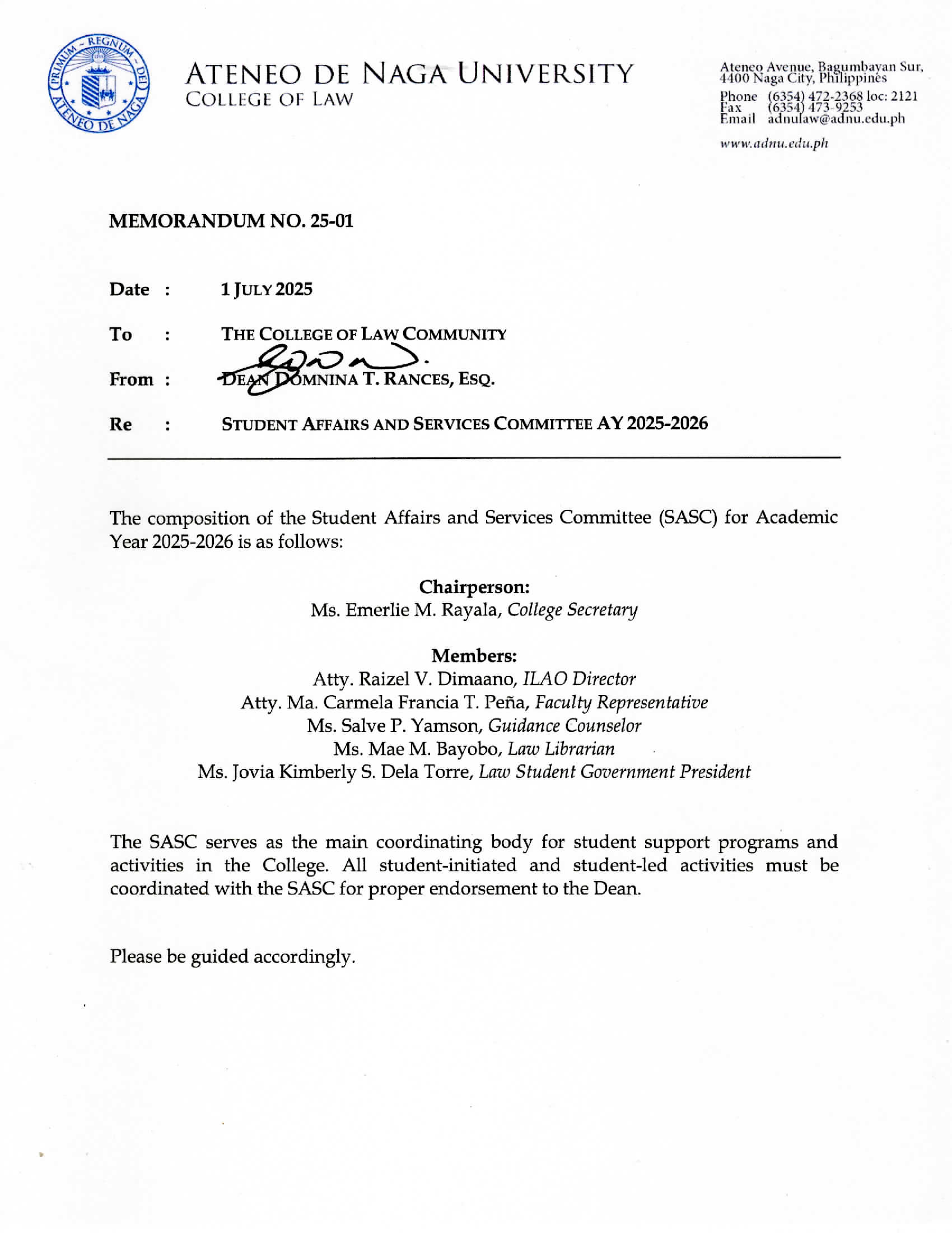COL-MEMO-25-01