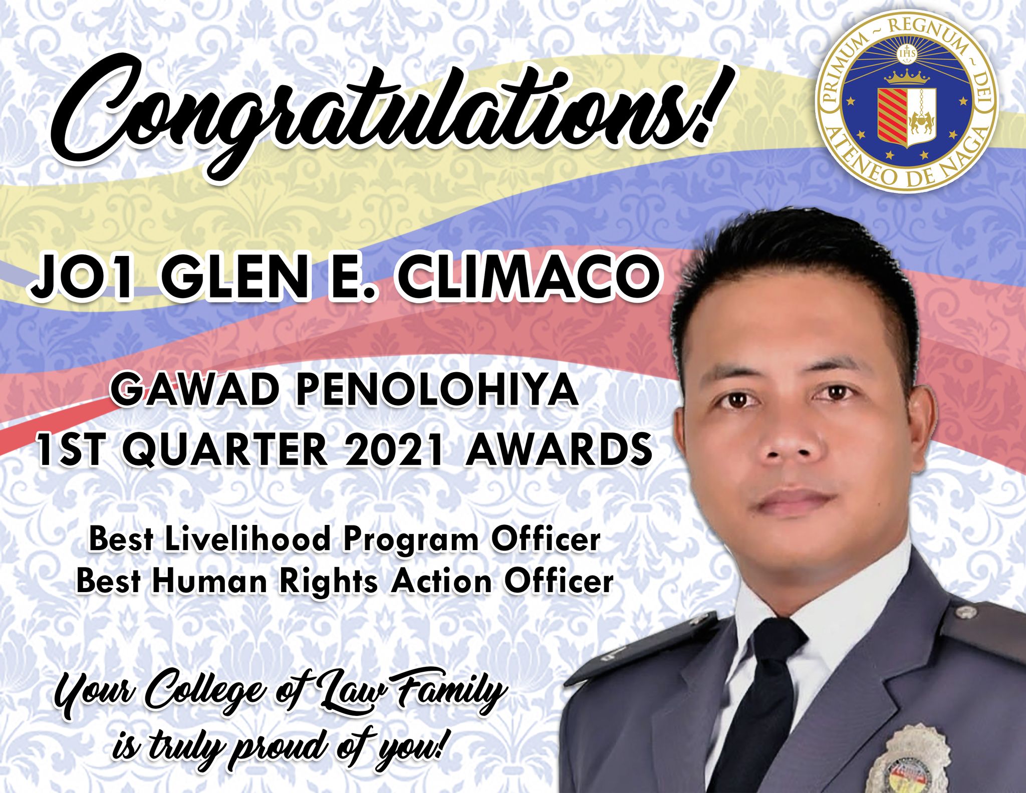 JO1 Glen E. Climaco, Gawad Penolohiya 1st Quarter 2021 Awardee